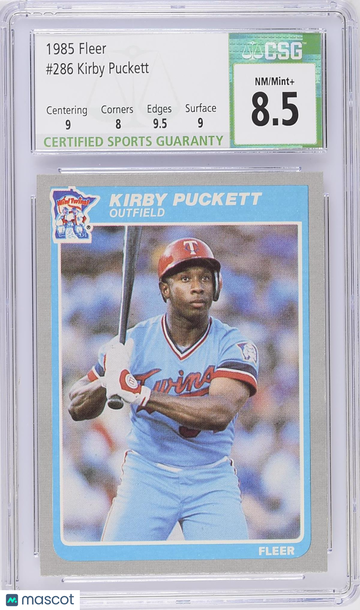1985 Fleer Kirby Puckett #286 CGC 8.5