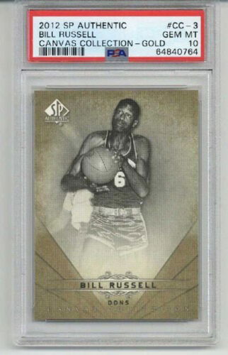 2012 UD SP AUTHENTIC CANVAS COLLECTION GOLD #CC-3 BILL RUSSELL PSA 10
