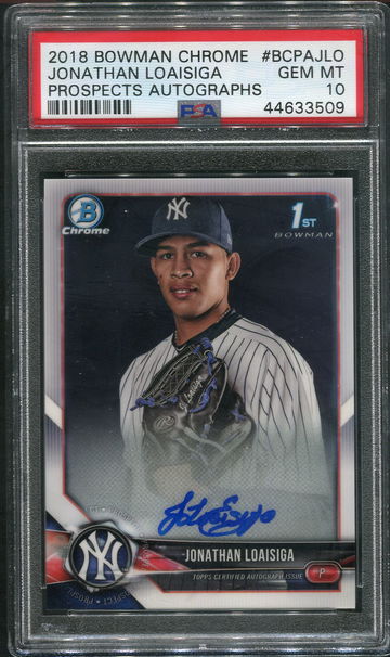 2018 Bowman Chrome Jonathan Loaisiga auto psa10