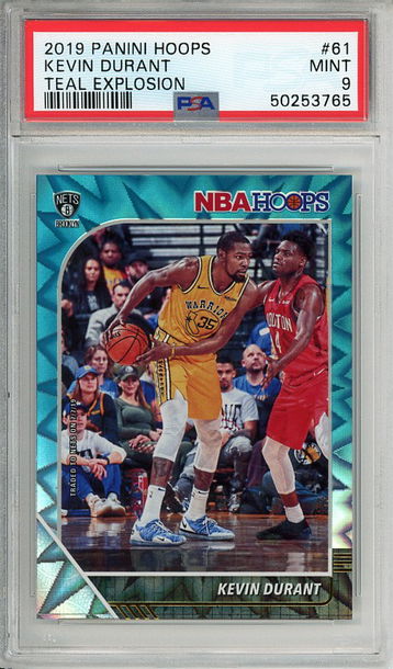 Kevin Durant 2019-20 Panini Hoops #61 Teal Explosion PSA 9 Mint! 3765