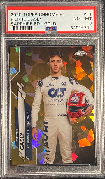 2020 Topps Chrome Sapphire Pierre Gasly Gold Refractor /50 Alpha Tauri F1 Formula 1 PSA 8