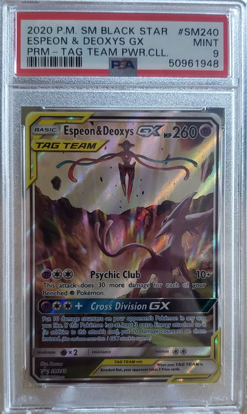 2020 Pokemon Black Star Tag Team Promo Espeon and Deoxys GX PS