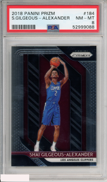 2018 PANINI PRIZM SHAI GILGEOUS-ALEXANDER #184 ROOKIE CLIPPERS RC PSA 8 NM-MT