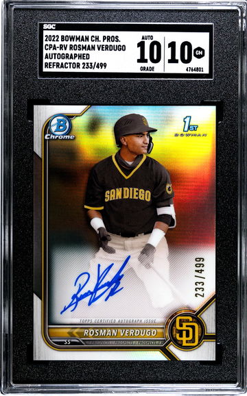 2022 Bowman Chrome Rosman Verdugo Auto CPA-RV Refractor numbered 233/499