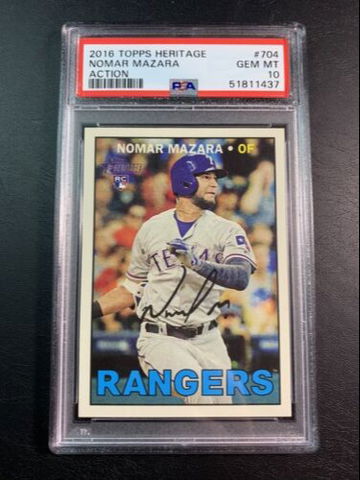 Nomar Mazara 2016 Topps Heritage Action Variation SP Rookie #704 PSA 10.