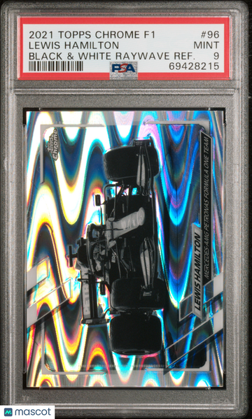 2021 Topps Chrome Formula 1 Lewis Hamilton #96 Black & White Raywave Refractor PSA 9