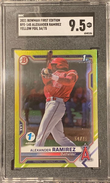 2021 Bowman First Edition Alexander Ramirez Yellow Foil #54/75 SGC 9.5 MT+