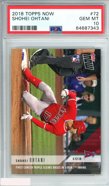 2018 TOPPS NOW SHOHEI OHTANI #72 ANGELS ROOKIE PSA 10 GEM MT