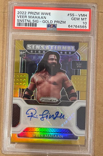 2022 Panini Prizm WWE Gold Prizm Rookie Auto Veer Mahaan /10  Auto PSA 10 Gem MT