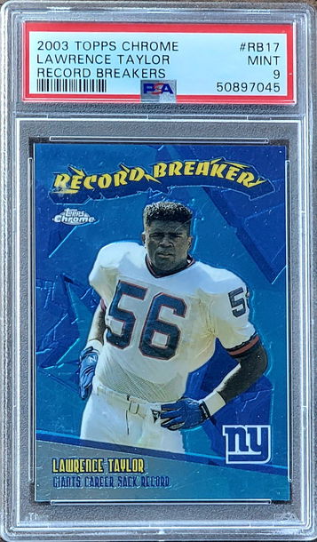 2003 SP LAWRENCE TAYLOR Topps Chrome REFRACTOR RECORD BREAKERS PSA 9 POP 2 #RB17