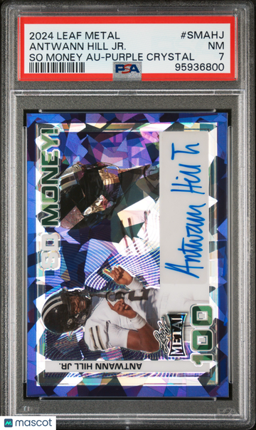 2024 Leaf Metal So Money Autographs Antwann Hill JR. #SMAHJ So Money Au Purple Crystal PSA 7