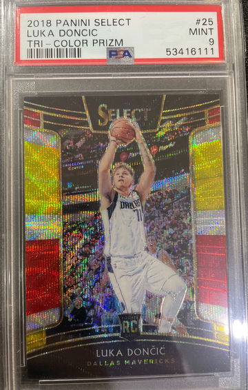 2018-19 Panini Select Luka Doncic Tri-Color Prizm Concourse RC PSA 9