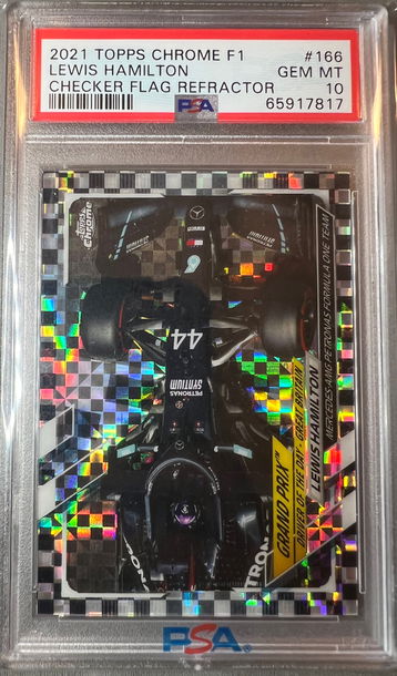 2021 Topps Chrome Formula 1 Lewis Hamilton Checker Flag Refractor #166 PSA 10 F1