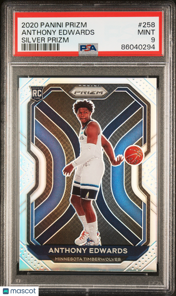 PSA 9 2020 Panini Prizm Anthony Edwards Silver Prizm Rookie #258