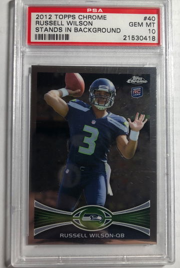 2012 Topps Chrome Russell Wilson Stands In Background PSA 10