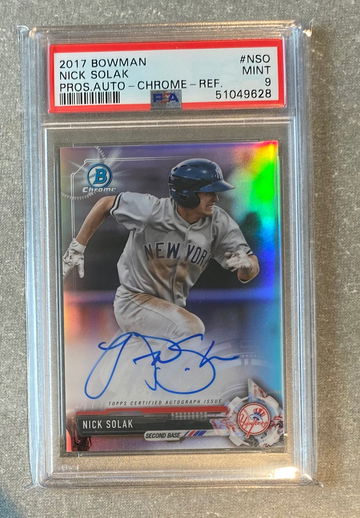Nick Solak 2017 Bowman Chrome Refractor Auto PSA9