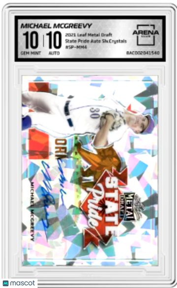 2021 Leaf Metal Draft Michael Mcgreevy #SP-MM4 State Pride Auto Silver Crystals Arena Club 10 Auto 10
