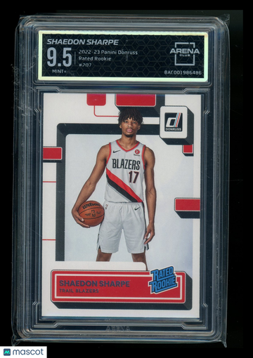 2022-23 Panini Donruss Rated Rookie Shaedon Sharpe #207 Arena Club 9.5
