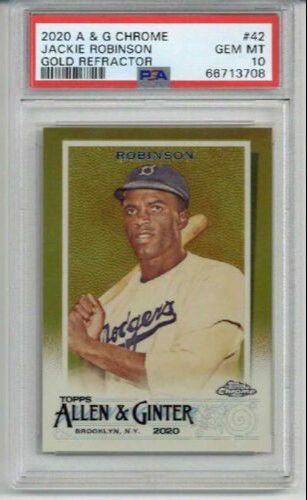 2020 TOPPS ALLEN & GINTER CHROME GOLD REFRACTOR #42 JACKIE ROBINSON PSA 10