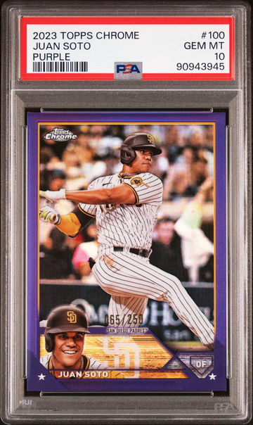 2023 Topps Chrome Purple Refractor Juan Soto #100 /250 PSA 10