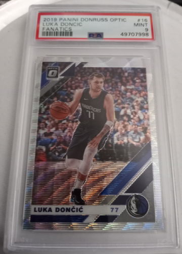 2019-20 Donruss Optic Fanatics Prizm #16 Luka Doncic Dallas Mavericks PSA 9 MINT 2ND YEAR