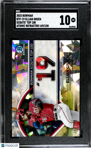 2023 Bowman Elijah Green #BTP-19 Scouts' Top 100, Atomic Refractor /150 SGC 10