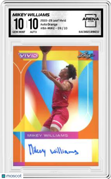 2022-23 Leaf Vivid Mikey Williams #BA-MW2 Auto Orange /10 Arena Club 10 Auto 10