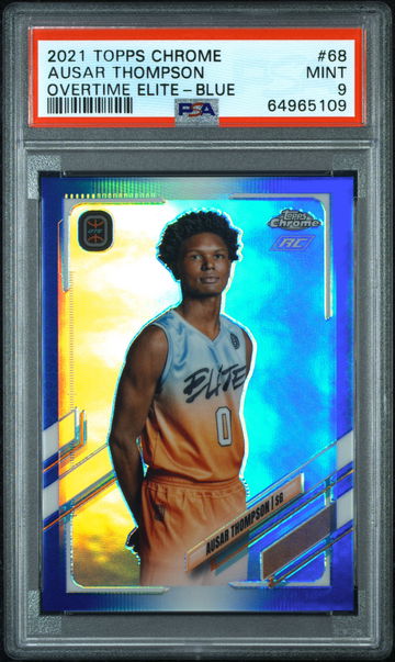 🚨🏀 2021-22 TOPPS CHROME ELITE OVERTIME AUSAR THOMPSON PARALLEL BLUE /99 RC 👻🥇