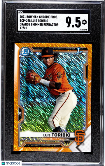 2021 Bowman Chrome Pros. Luis Toribio Orange Shimmer Color Match /25 SGC 9.5