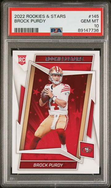 2022 Rookies and Stars Brock Purdy Rookie RC #145 PSA 10