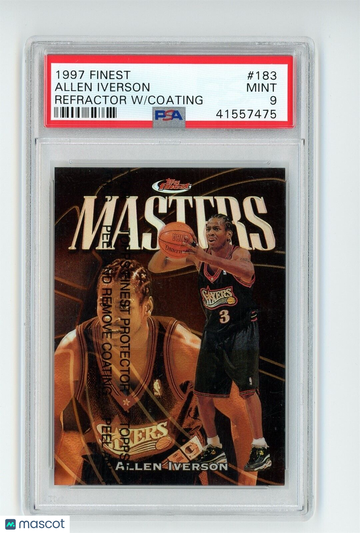 1997-98 Topps Finest ALLEN IVERSON #183 W/Coating REFRACTOR 76ers - PSA 9