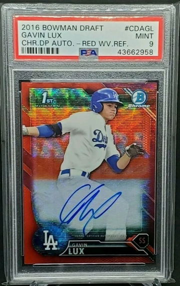 2016 Bowman Chrome Gavin Lux Red Wave Refractor #1/5  PSA 9