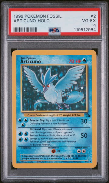 1999 Pokémon Fossil Articuno #2/62 Holo PSA 4
