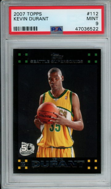 KEVIN DURANT 2007 TOPPS BLACK #112 PSA 9 ROOKIE