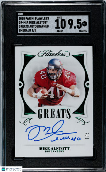 2020 Panini Flawless Mike Alstott #GR-MIA Greats Autograph Emerald /5 HOF SGC 9.5 Auto 10