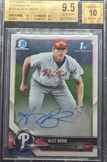 2018 Bowman Draft Alec Bohm 1st Auto BGS GEM ++ 9.5/10