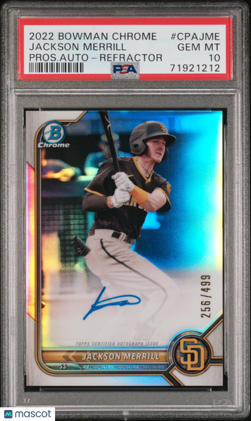 PSA 10 2022 Bowman Chrome Prospect Autographs #CPAJME Jackson Merrill