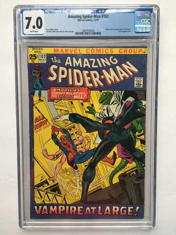 AMAZING SPIDER-MAN #102 CGC 7.0 WHITE PAGES NICELY CENTERED & CGC Verified ORIGIN OF MORBIUS FREE S/H.