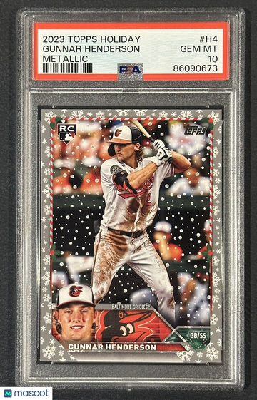 2023 Topps Holiday GUNNAR HENDERSON RC Metallic PSA 10 GEM MINT Low Pop Orioles!