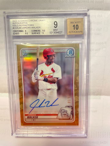 2020 Bowman Chrome Draft Auto Jordan Walker Gold Refractor BGS 9/10