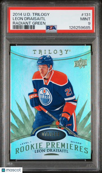 2014 Upper Deck Trilogy Leon Draisaitl #131 Radiant Green /199 PSA 9