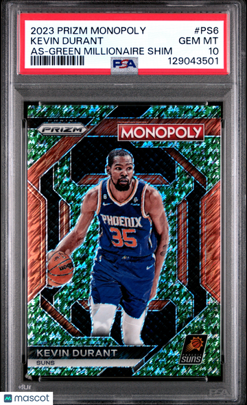2023 Panini Prizm Monopoly All-Star Kevin Durant #PS6 As Green Millionaire Shim PSA 10