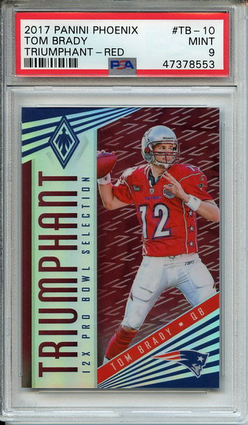 Tom Brady 2017 Panini Phoenix Triumphant #TB-10 Red (#050/299) PSA 9 Mint! 8553
