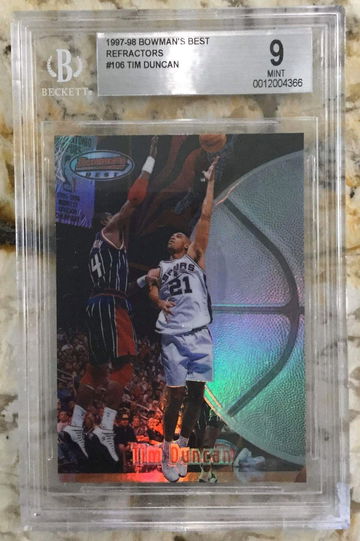 Tim Duncan 1997 Bowman's Best Refractor RC BGS 9