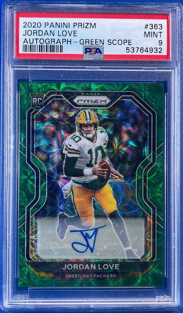 2020 Prizm Jordan Love Green Scope Prizm Autograph PSA 9 Pop 1