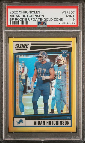 2022 Chronicles #SP307 Aidan Hutchinson SP Rookie Update-Gold Zone /50 PSA 9