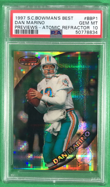 1997 Bowman's Best Previews Atomic Refractor Dan Marino #BBP1 PSA 10 Gem Mint HOF Dolphins POP 4