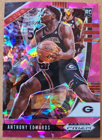 2020 Panini Prizm Draft Picks Pink Cracked Ice Anthony Edwards Rookie RC #1