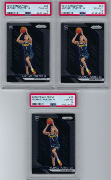 Michael Porter Jr. 2018 Panini Prizm PSA 10 (3 Card Lot) 