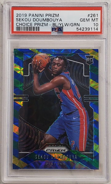 2019-20 Prizm Sekou Doumbouya Choice Blue Yellow Green PSA 10